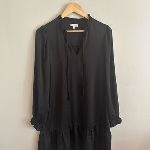 Reitmans Black Long Sleeve Ruffle Neck Dress